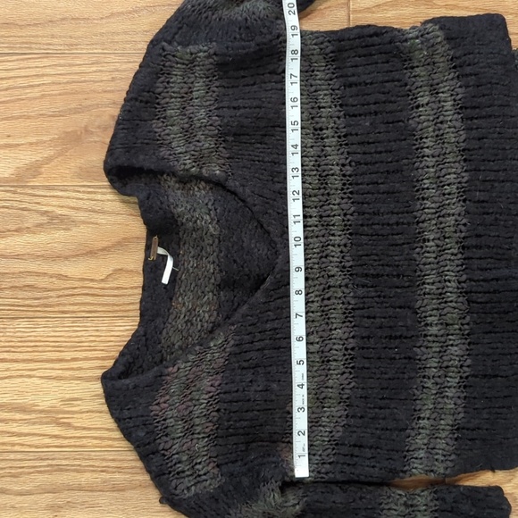 Free People Linus Stripe pullover sweater black & gray oversized women's size XS - Picture 3 of 5